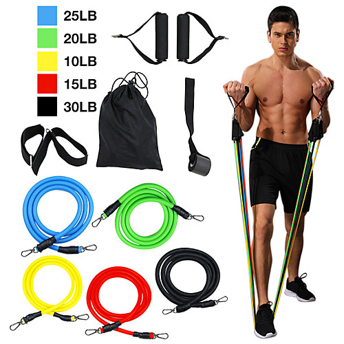 LIEJIE 11pcs Resistance Band Set Door Anchor with Handles Exercise Bands Men Women Legs Ankle Straps for Fitness Training Physical Exercise Elastic Pul 