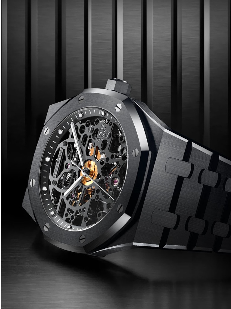 G-MAX Series Hollow Watch Men’s Automatic Mechanical Watch Men’s Fashion Waterproof Luminous Stainless Steel Men’s Watch