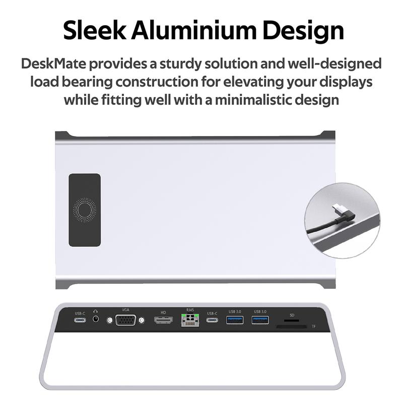 PROMATE 11-in-1 Ergonomically Designed Anti-Skid Aluminium Alloy DeskHub