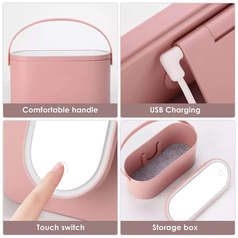 Portable Makeup Case With LED Light Mirror