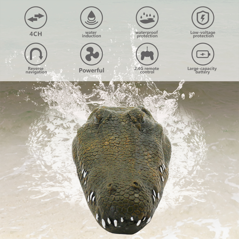 Flytec Remote Control Crocodile Boat Simulation Prank Toy For Pool, Pond And Garden V002/V005