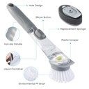 Decontamination Kitchen Cleaning Brush Scrubber Dish Bowl Washing Sponge with Refill Liquid Soap Dispenser Kitchen Pot Cleaner Tool Long Handle Sponge with White Wok Brush