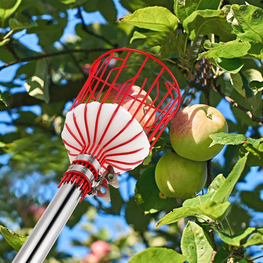 Fruit Picker Tool Lightweight Stainless Steel Adjustable Fruit Picker with Big Basket