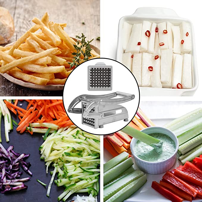 POTATO-CHIPPER French Fry Cutter Machine, Potato Slicers, Stainless Steel Vegetable Shredder for Kitchen 36 Hole Cutting Blades |MD-808|