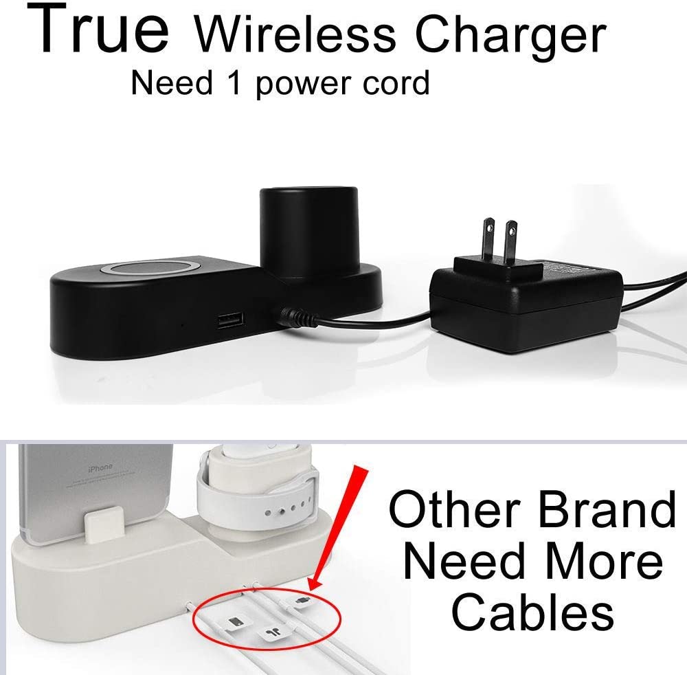 Blaulock 4 in 1 Charging Station W3, Wireless Charger for iPhone8/x/Xs/Xs Max, Samsung Galaxy S9//S8/S7,Charger for AirPods/iWatch Series 2/3/Nike+/Edition(Not 4&1)(Black)