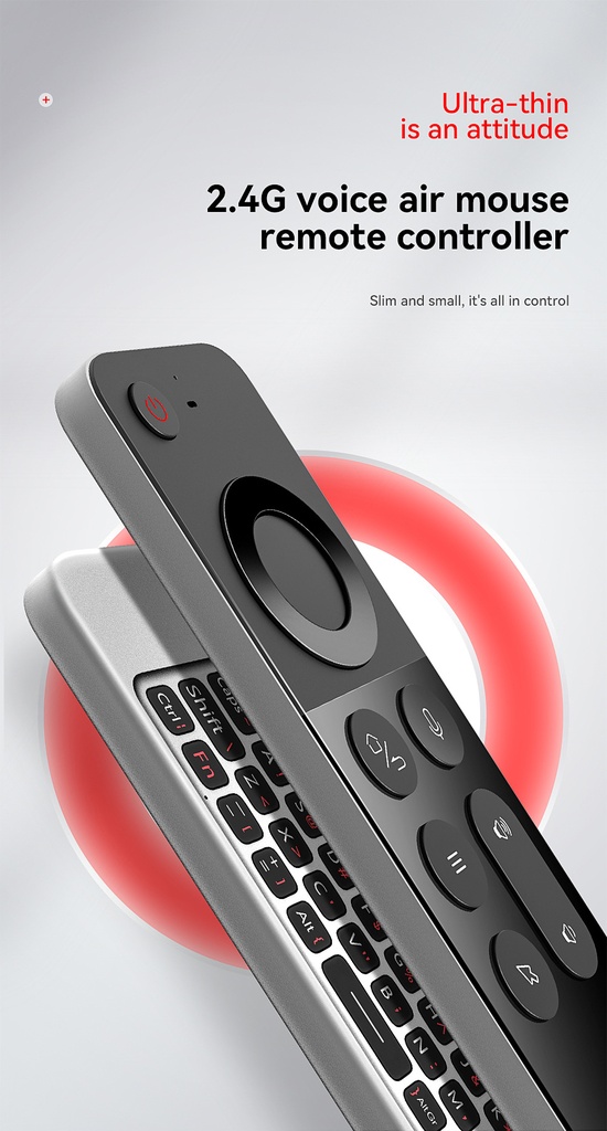 W3 2.4G Wireless Air Mouse | Smart Voice Remote Control | Ultra-Thin Design | Mini Keyboard | Compatible With Smart TV / Tablet / TV Box / PC / Projectors |