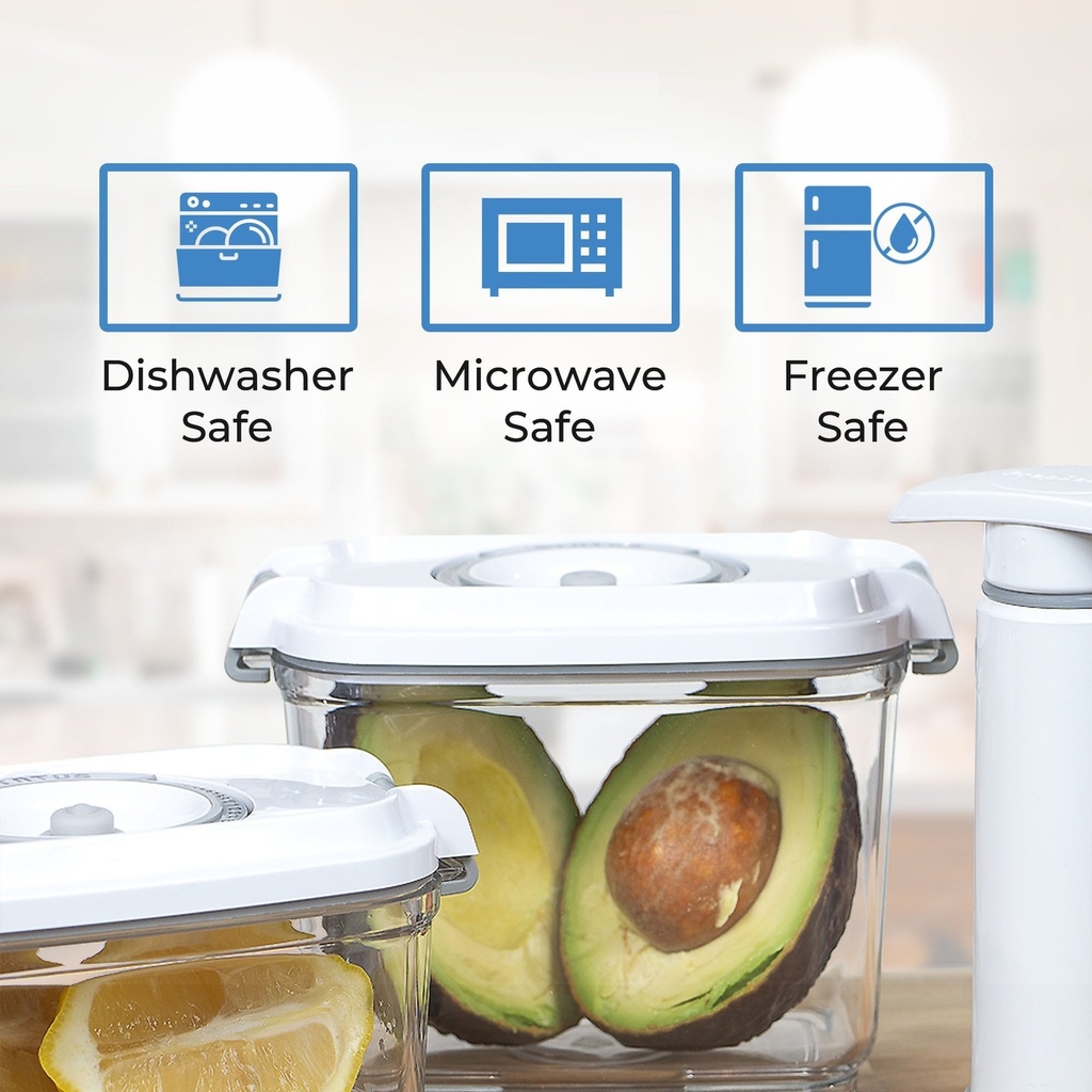 Vacuum Food Container | Premium Quality Material | Safe & Durable | Keeps Food Fresh Longer | 2 Containers + 1 Air Pump |