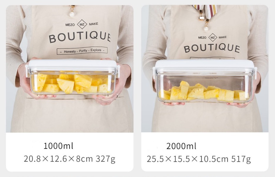 Vacuum Food Container | Premium Quality Material | Safe & Durable | Keeps Food Fresh Longer | 2 Containers + 1 Air Pump |