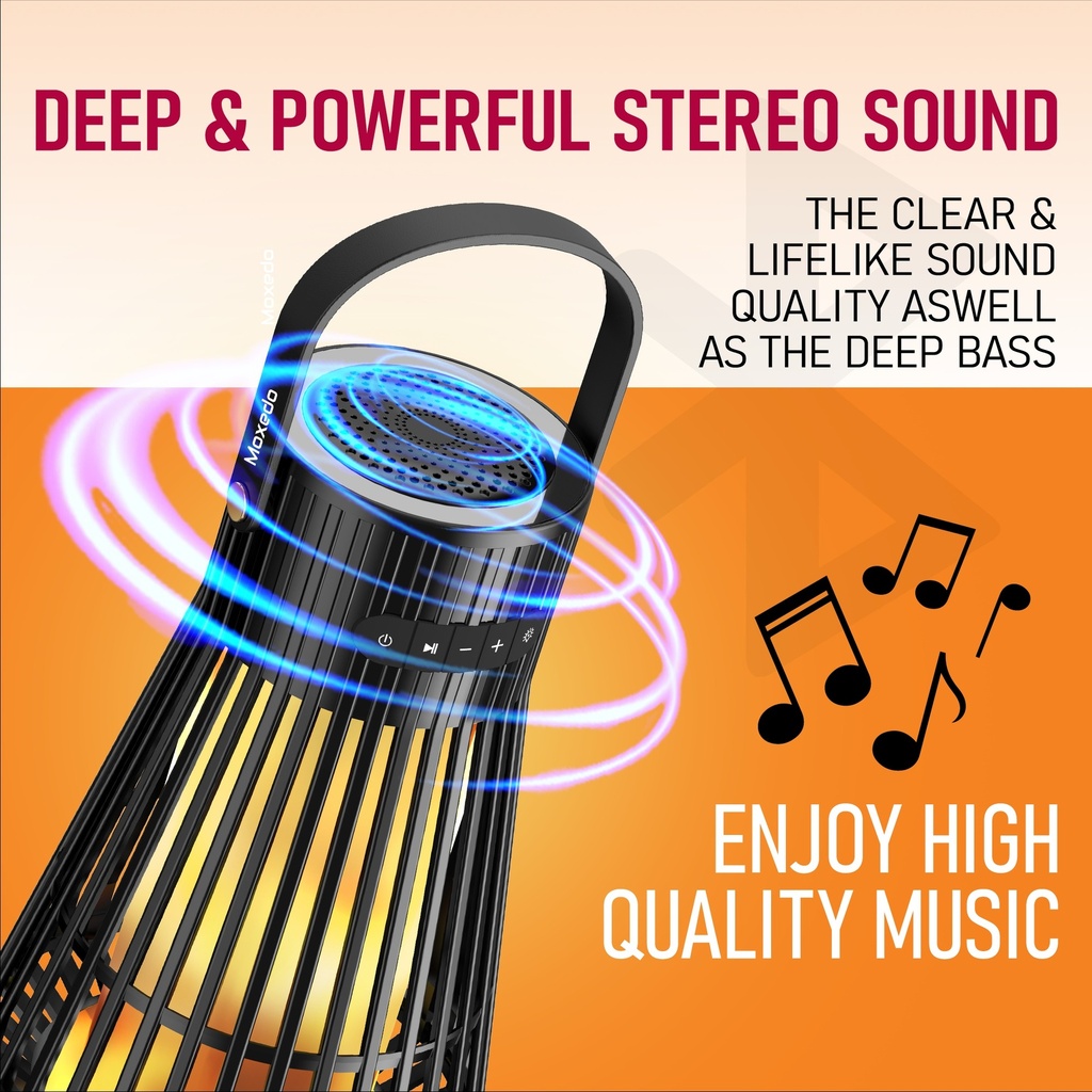 Portable Outdoor 5W Type C Charging Port LED Flickering Flame Torch Wireless Speaker with Pole and Ground Stake | MX-OS022 |