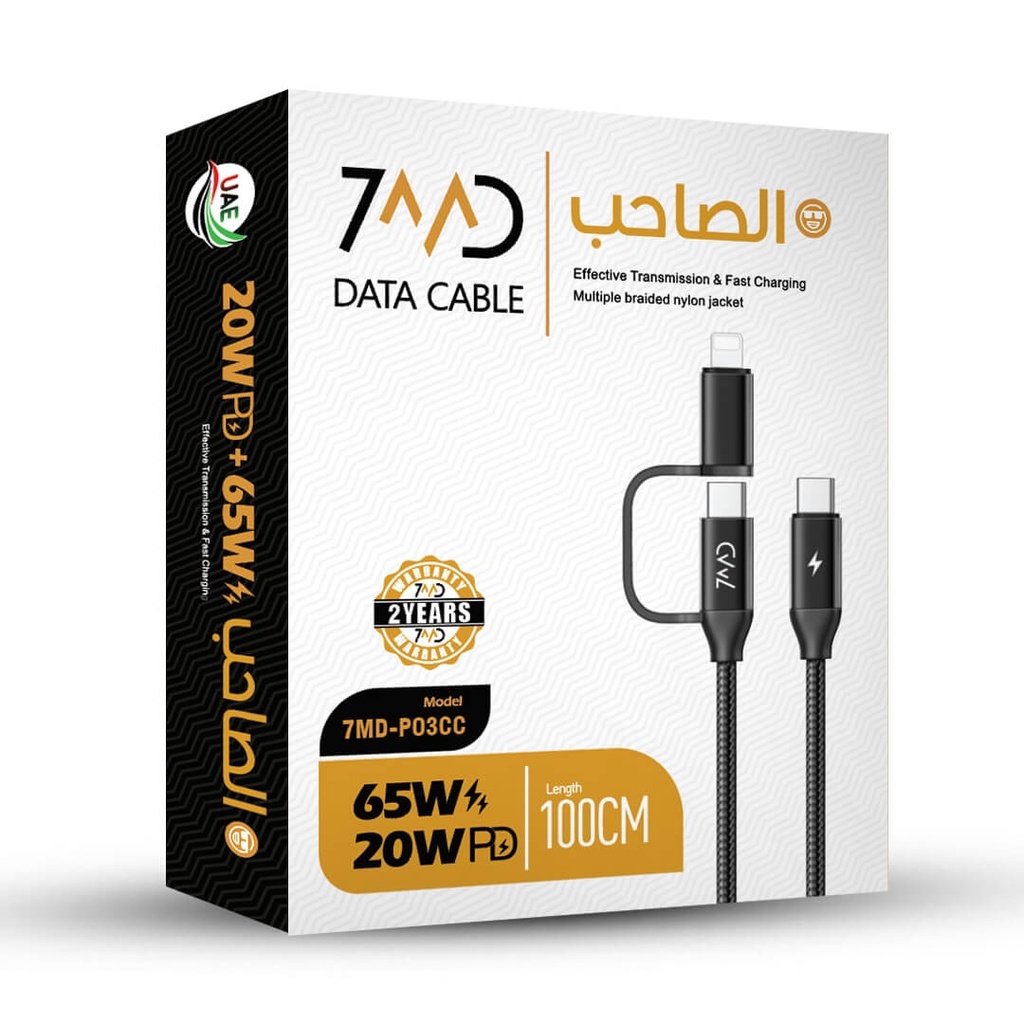 7MD 3 in 1 Package Includes 2 Pcs 2 In 1 Fast Charging Data Cable + 1x 30,000 mAh Multi-Port Power Bank