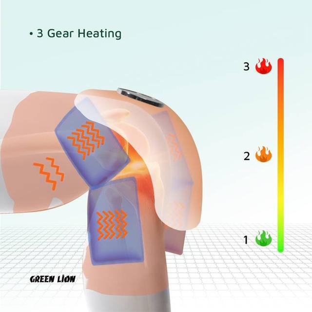Green Lion Joint Massager 9500RPM Motor 3 Therapy Modes Heating & Vibration 5000mAh Battery 113-131°F Temperature Range |GNJNTMSGWH|