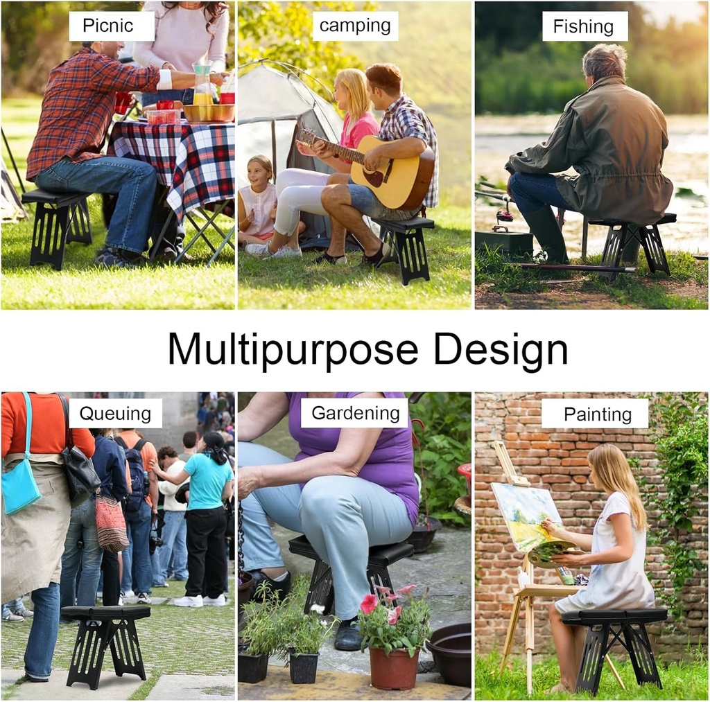 7MD Compact Folding Camping Stool Portable Lightweight Outdoor Seat For Picnic Fishing and BBQ