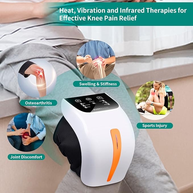 7MD Knee Massager 3000mAh Battery with Soothing Heat Red Light Therapy & Deep Vibration Relief!