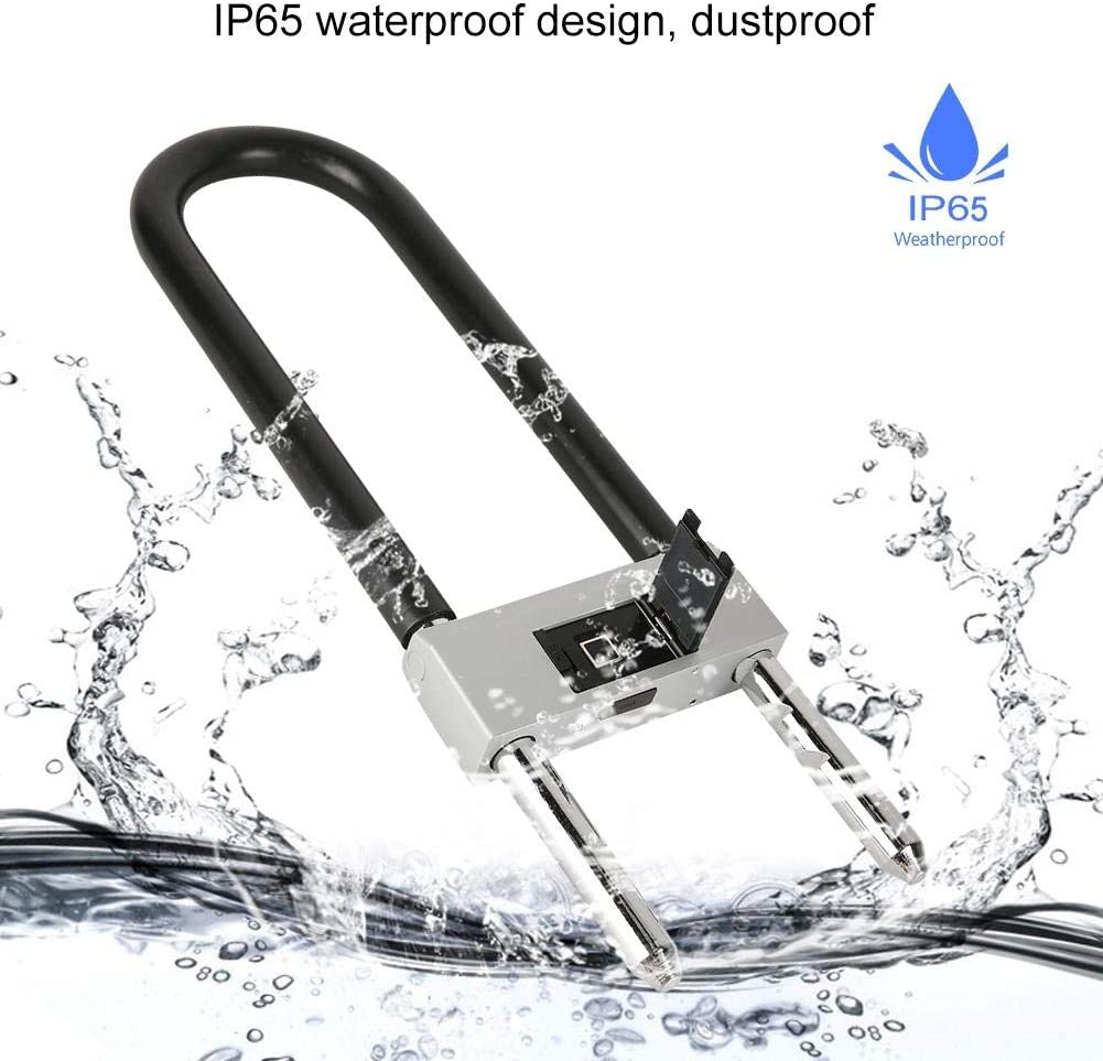 Smart U Type Padlock, Portable Anti-Theft Biometric Fingerprints IP65 Waterproof USB Bluetooth U-Shaped Lock Deadbolts for Car Bike Motorcycle