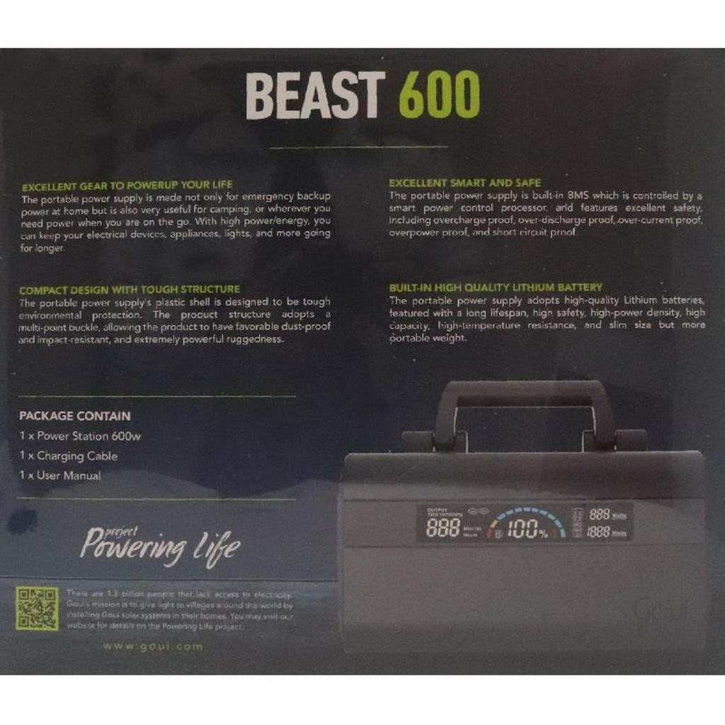 Goui Beast 600W Power Station  High Capacity Portable Power for Ultimate Outdoor Convenience