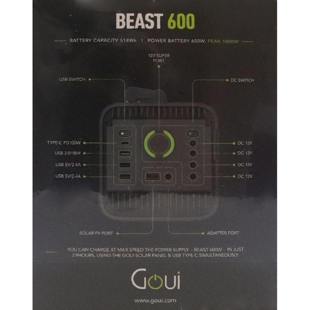 Goui Beast 600W Power Station  High Capacity Portable Power for Ultimate Outdoor Convenience