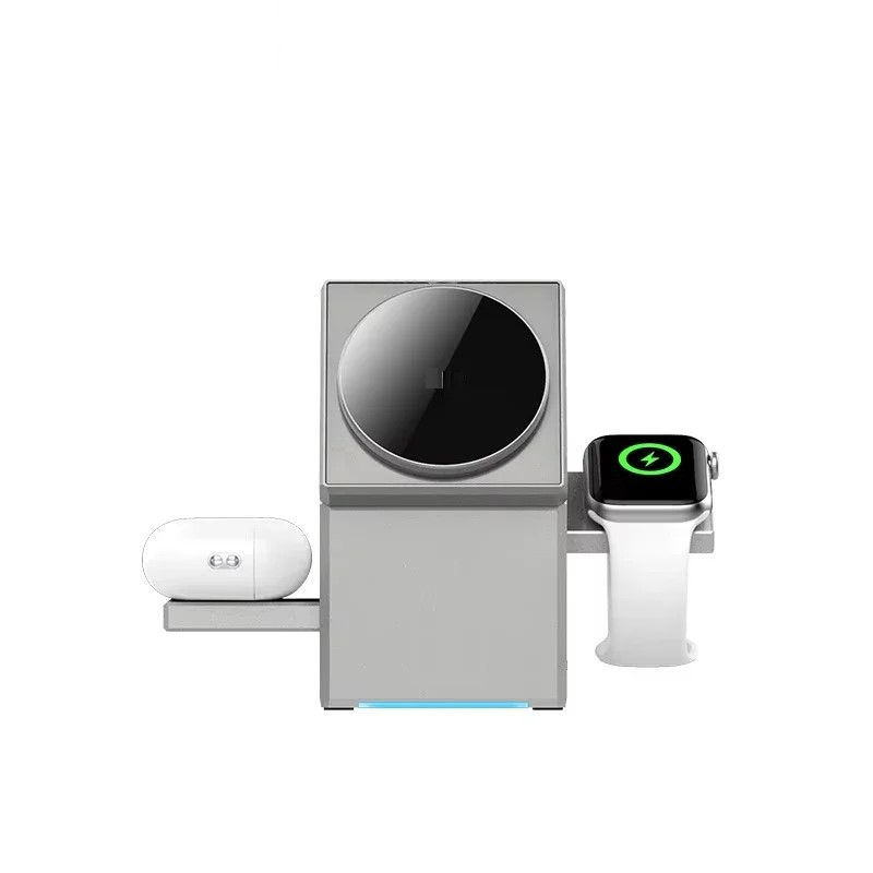 7MD Geometry Series 3 in 1 Wireless Charger 15W Fast Charging Rotating Dock Qi2 Certified Strong Magnetism Triple Device Support |7MD2473|