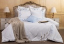 Glinens Modern Blooms Egyptian Cotton Bed Set 100% Percale 400 Thread Count Embroidered Duvet Cover Set Durable & Soft Touch Comfort