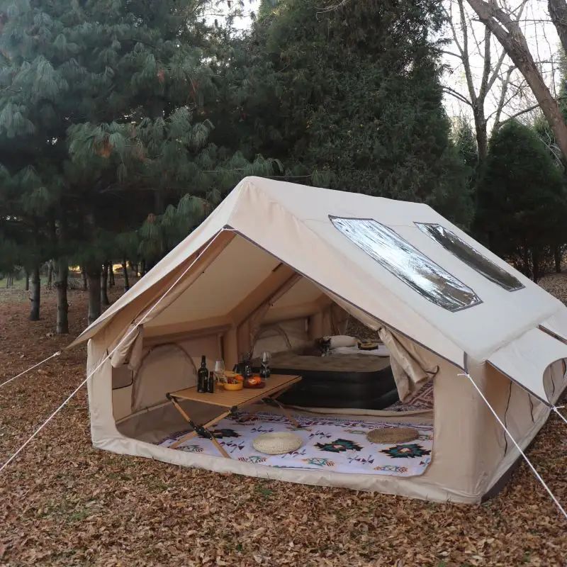 Easy Setup Two Room Waterproof Inflatable Camping Tent 12 Sq Glamping Air Tent for Family Outdoor Adventures 600D Oxford Fabric Four Season Use