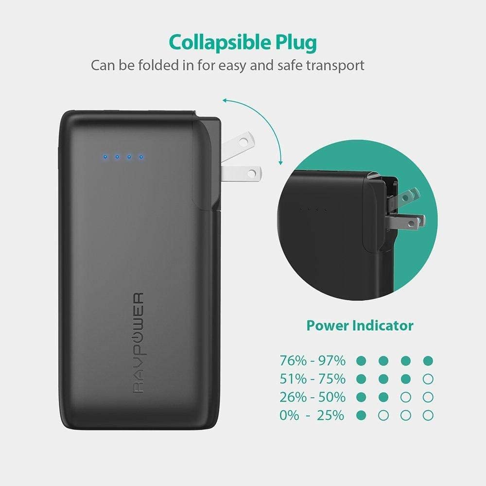 RAVPower Savior Series 10000 mah Portable Charger with AC Plug RP-PB066