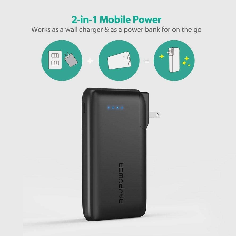 RAVPower Savior Series 10000 mah Portable Charger with AC Plug RP-PB066