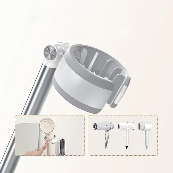 7MD Wall Hair Dryer Holder – 180° Rotatable Aluminum Mount with Silicone Grip & Wire Hook | Tool-Free Installation | 12-Month Warranty | 7MD-X1 |
