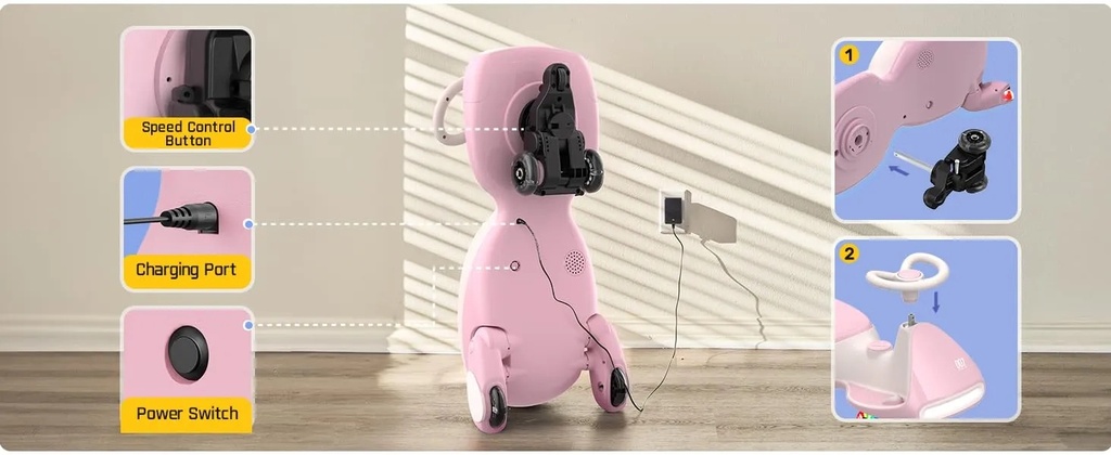 Mommy & Me Pro/Classic Electric Wiggle Car – Rechargeable Ride-On Toy with 12V Battery, PU Wheels & LED Display | MM-41625 |
