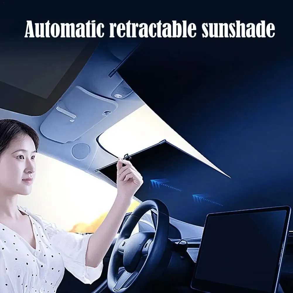 7MD Automatic Retractable Sunshade For Car  – Full Windshield Coverage, 99% UV Protection, Adjustable Fit for Sedans, SUVs, Hatchbacks & MPVs | 7MD-25423 | 7MD-25424 |