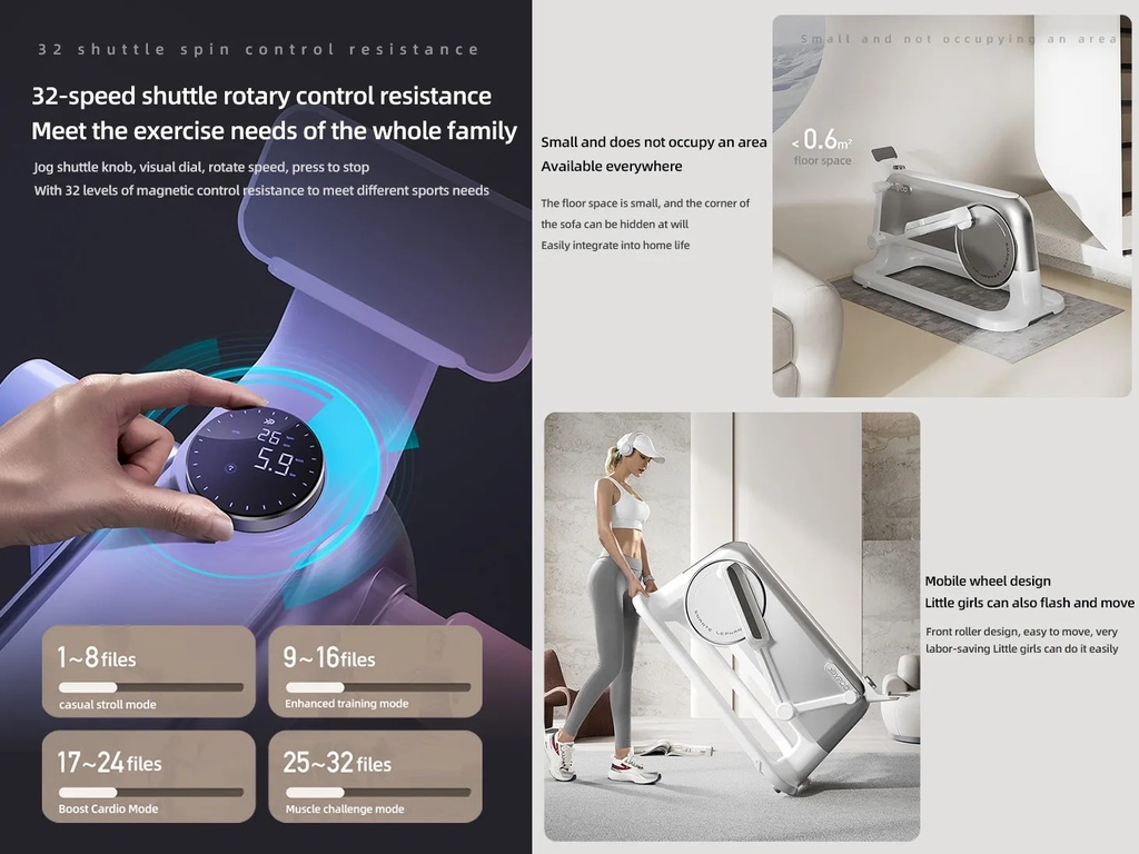 YPOO Multi-Functional Home Exercise Machine – Compact Self-Powered Elliptical with 32-Level Magnetic Resistance & Smart Display