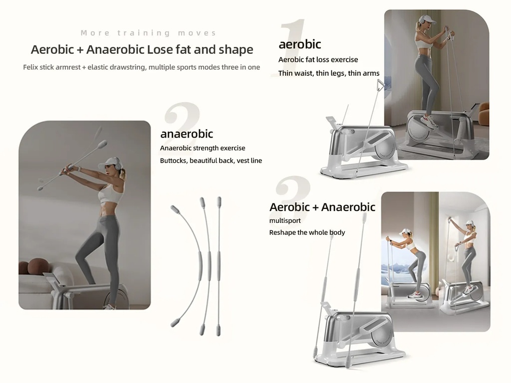 YPOO Multi-Functional Home Exercise Machine – Compact Self-Powered Elliptical with 32-Level Magnetic Resistance & Smart Display