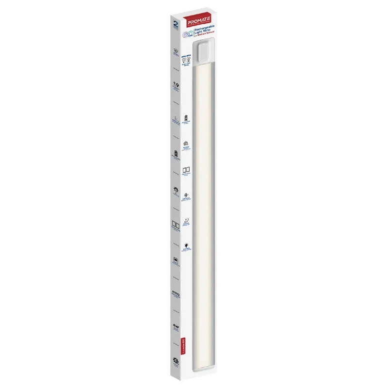 Promate 60cm Rechargeable LED Light Strip – Under Cabinet Light Bar with Motion Sensor, 100lm Brightness, 2000mAh Battery & USB Powered | lumia-60 |