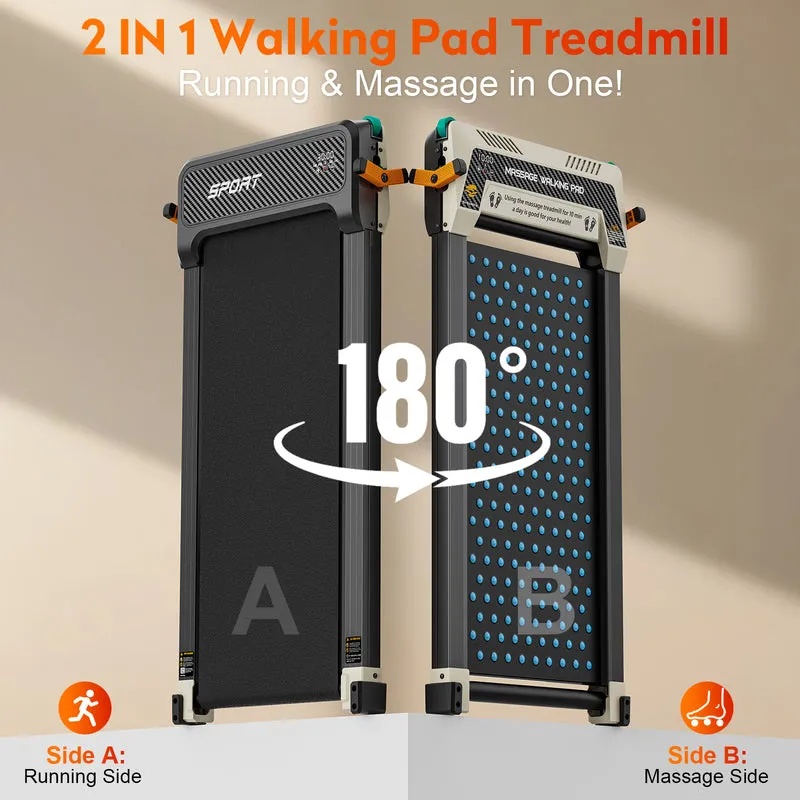 Renoy 2-in-1 Under Desk Treadmill – Foot Massage Function, 2.5HP Motor, Folding Walking Pad, LED Display, Remote Control | 520A-A |