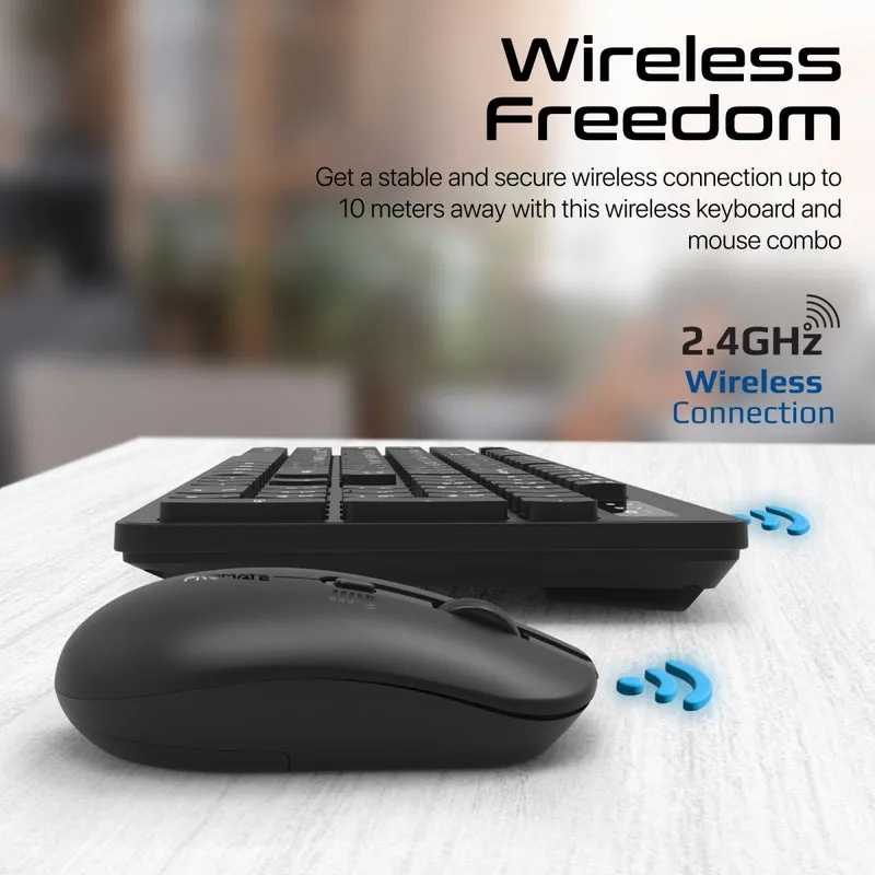 PROMATE Wireless Keyboard and Mouse Combo – Sleek Profile, Full-Size Design | ProCombo-13 |