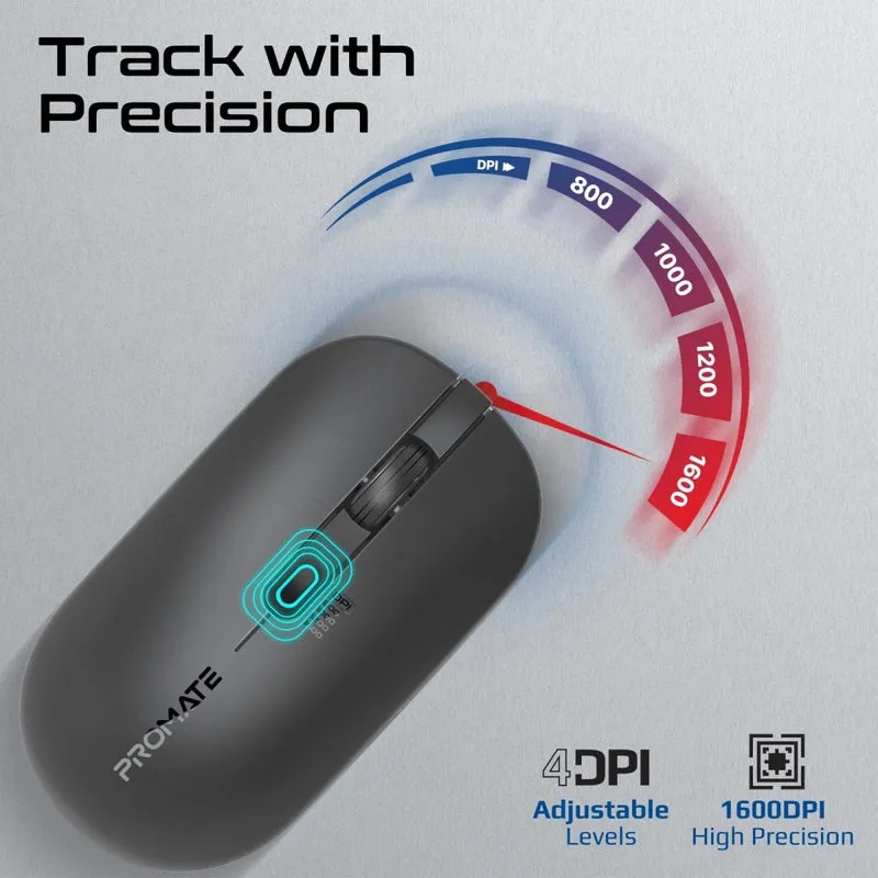 PROMATE Wireless Keyboard and Mouse Combo – Sleek Profile, Full-Size Design | ProCombo-13 |