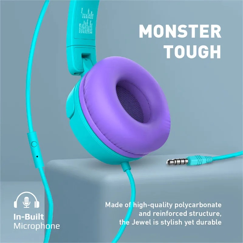 PROMATE Wired Headset – HD Stereo Sound, KidSafe Design, Dual Volume-Limited Levels | Jewel |