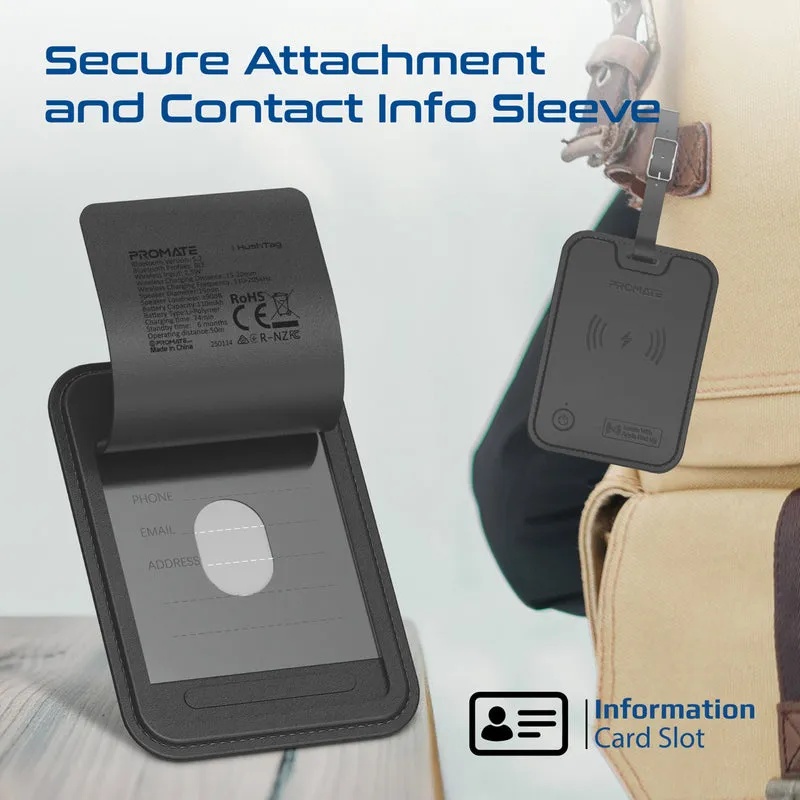 PROMATE Smart Luggage Tag – Anti-Loss Design, Slim Leather Build, Integrated Smart Tracking | HushTag |