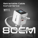 PROMATE 70W GaNFast Charger – Adaptive Fast Charging, Built-in Retractable USB-C Cable | Cubix-R70 |