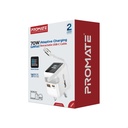 PROMATE 70W GaNFast Charger – Adaptive Fast Charging, Built-in Retractable USB-C Cable | Cubix-R70 |