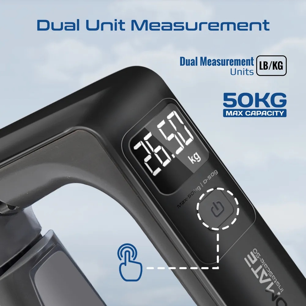 PROMATE Digital Handheld Luggage Scale – Comfort-Grip Design, High Precision, 50kg Max Capacity | Instascale-50 |