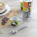 EGAN Stackable Coffee Cup Set with Metal Rack – 80ml Porcelain, Microwave & Dishwasher Safe, 4-Piece Organizer | PWM02I/4AM |
