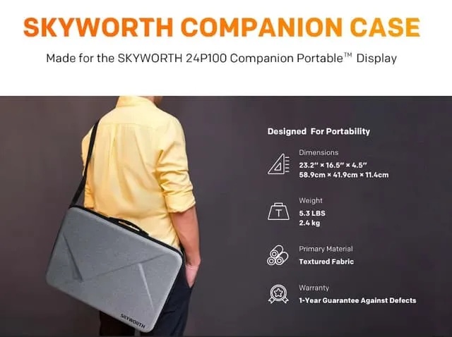 Skyworth 24 Inch Portable Smart FHD Google TV – Battery-Powered Display with Carry Case Bundle, Bluetooth, Dolby Audio, Chromecast Built-in | 24LP60G |