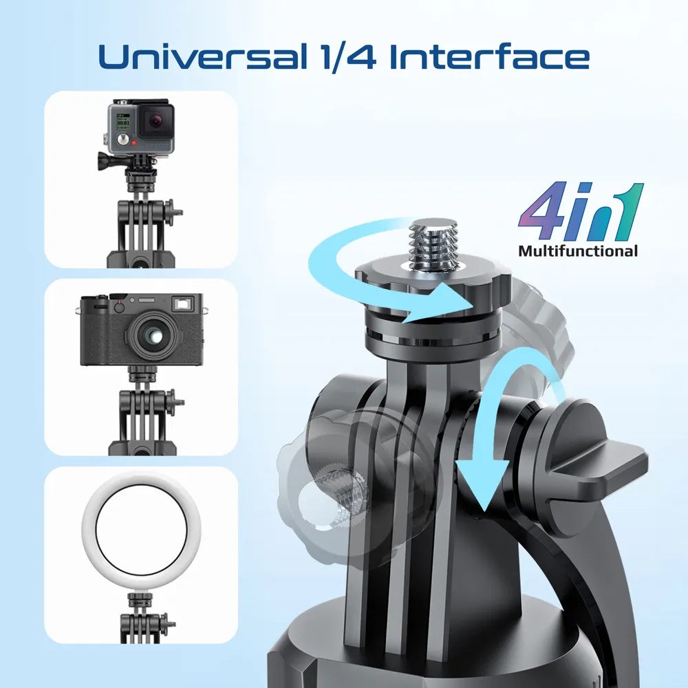 Promate Smart Tripod – 176cm Telescopic Rod, Auto‑Pop Base, 360° AI Face Tracking, Gesture Control, Dual Mount Clamp, Magnetic Bluetooth 5.4 Remote | TriPop‑Ai |