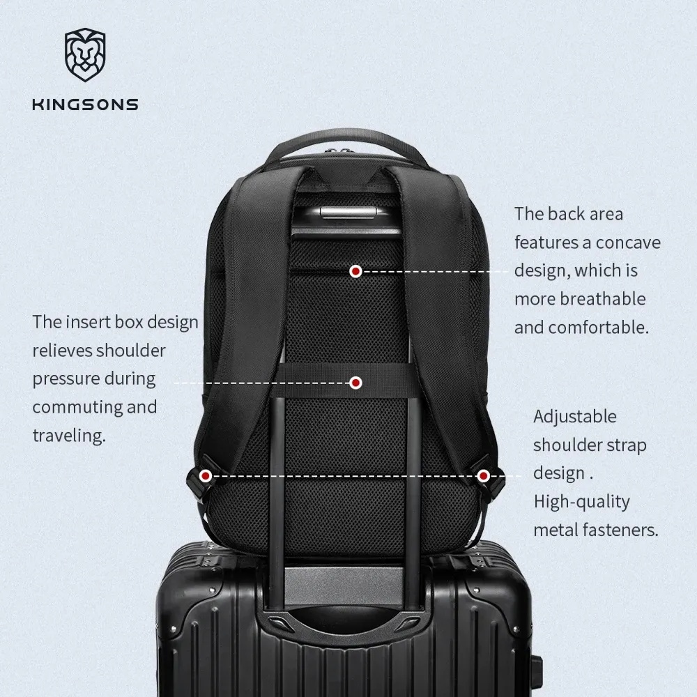 Kingsons Lightweight Waterproof Laptop Backpack – Large Travel Bag for Men, Business & Casual Use | KS25458 |