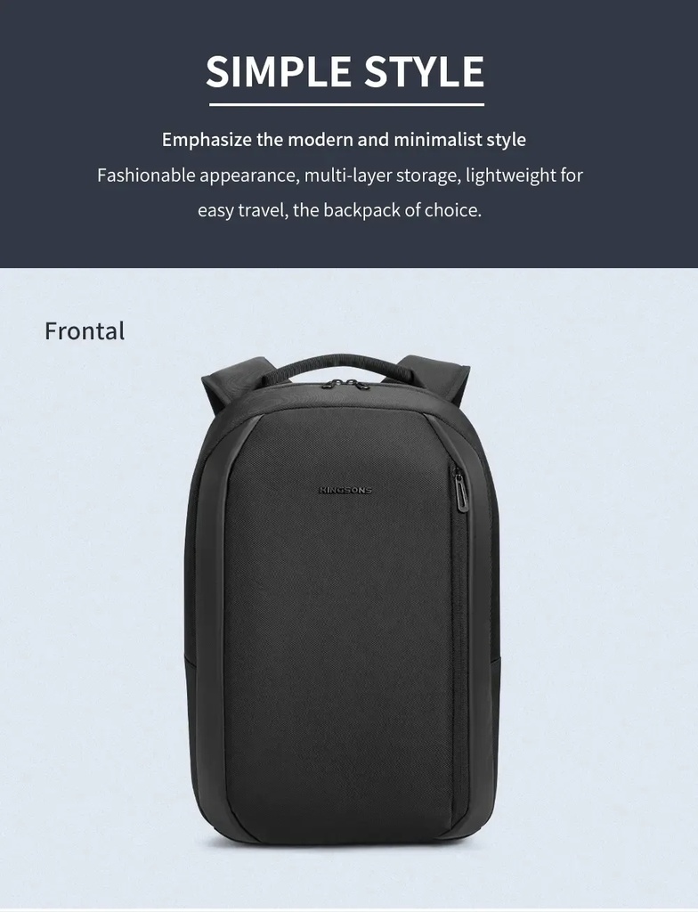 Kingsons Lightweight Waterproof Laptop Backpack – Large Travel Bag for Men, Business & Casual Use | KS25458 |