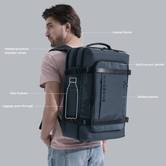 Kingsons 41L Travel Backpack – Lightweight Polyester, Spacious Design, 52x33x29cm Dimensions | KS3264W-B |