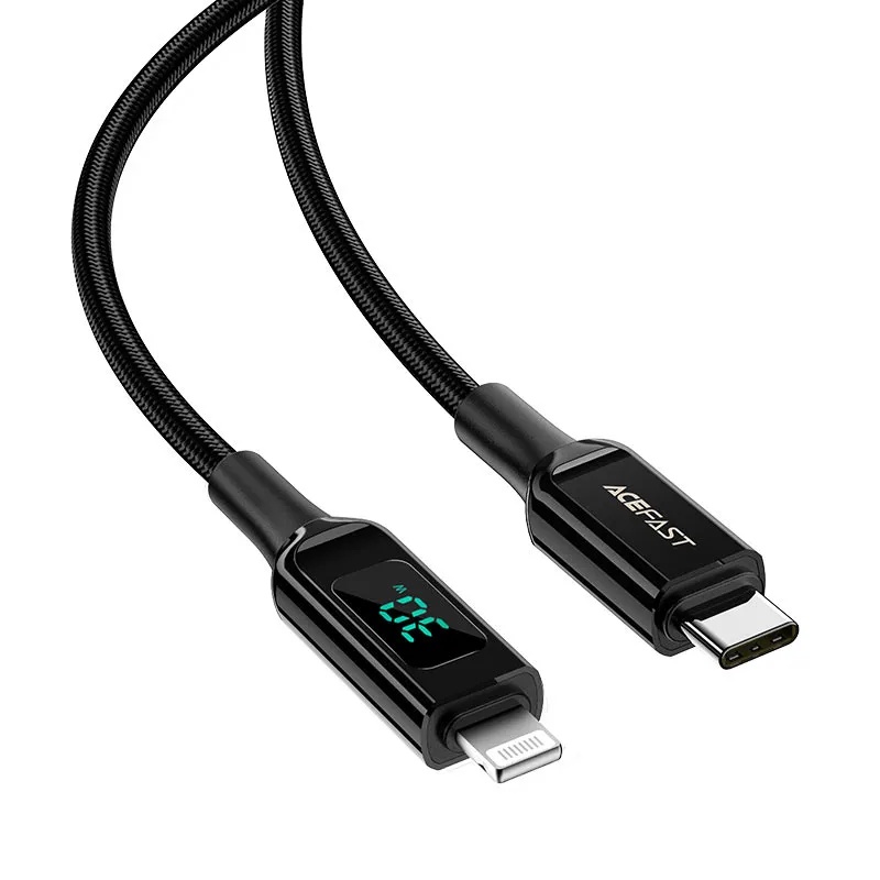 ACEFAST 1.2m USB‑C to Lightning Fast Charging & Data Cable – 30W PD, LED Display, Braided Design | C6‑01 |