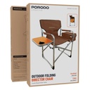 Porodo Lifestyle Outdoor Folding Director Chair – 600DPE Oxford Fabric, Aluminum Frame, Cup Holder, Cooler Bag, Padded Armrests | PDLFST137BR |