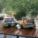 Green Lion Twin Flame Foldable Camping Stove, 160 g/h*2 Gas Consumption, Piezoelectric Ignition, Heat Resistant Shell, 5 kg + 5 kg Max Load, Non-Slip Rack, Adjustment Knobs-Green |GNTWNFLMGN|
