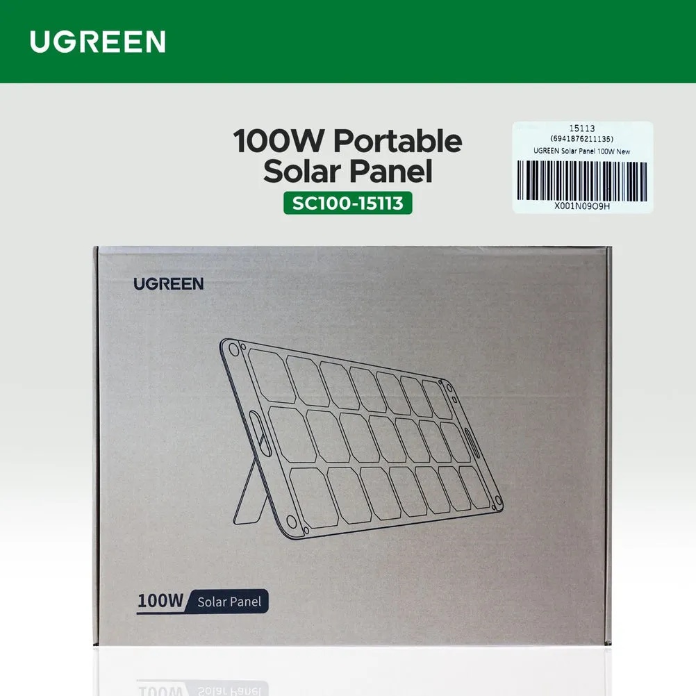 UGREEN 100W Portable Foldable Solar Panel – High-Efficiency Monocrystalline Solar Charger, IP67 Waterproof, Built-in Kickstand & Smart Chip, Ideal for Outdoor Power Stations, Camping, RV & Emergency Use | SC100-15113 |