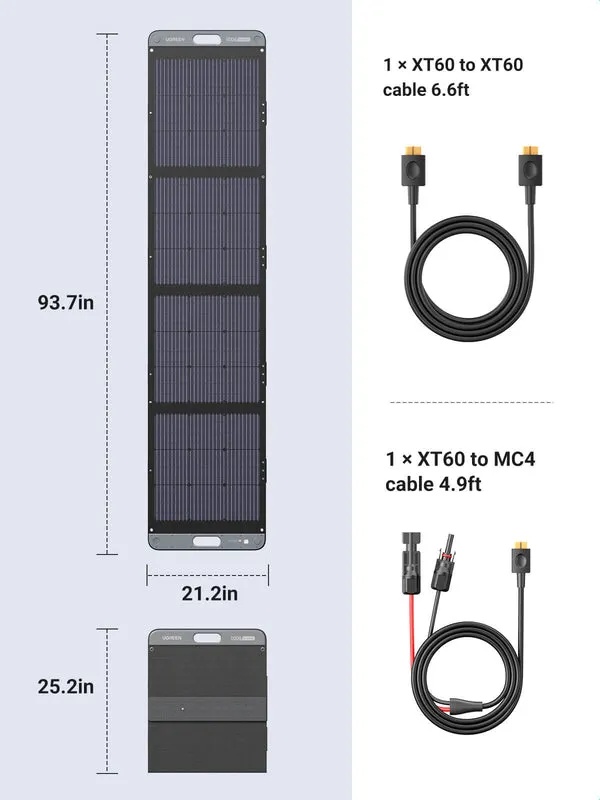 UGREEN 200W Foldable Solar Panel – 23% High Efficiency, Outdoor Solar Kit for Portable Power Stations, Includes XT60 & MC4 Cables | 15114 |